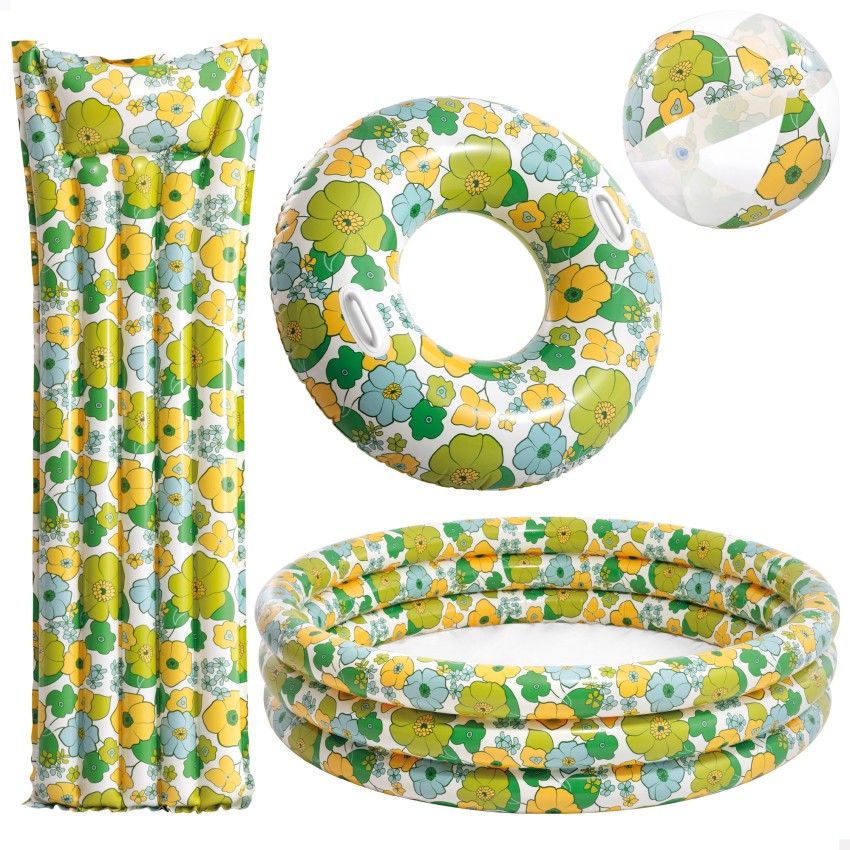 Colchão inflável floral 170x53 cm 60º aniversário | INTEX