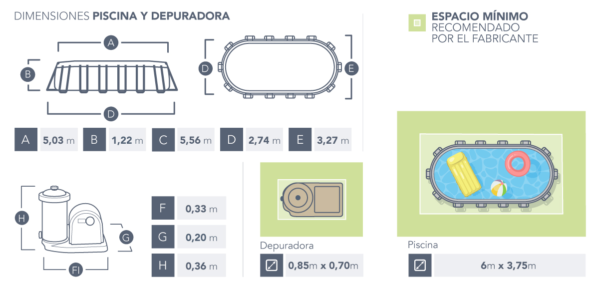 Piscina Oval Frame 5 metros com bomba de cartucho