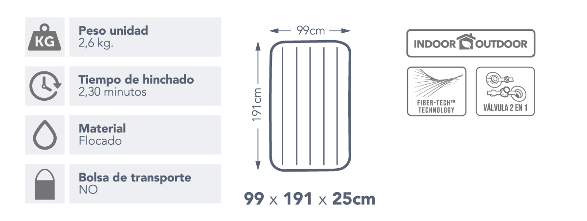 Colchão inflável individual Standard Single High Twin